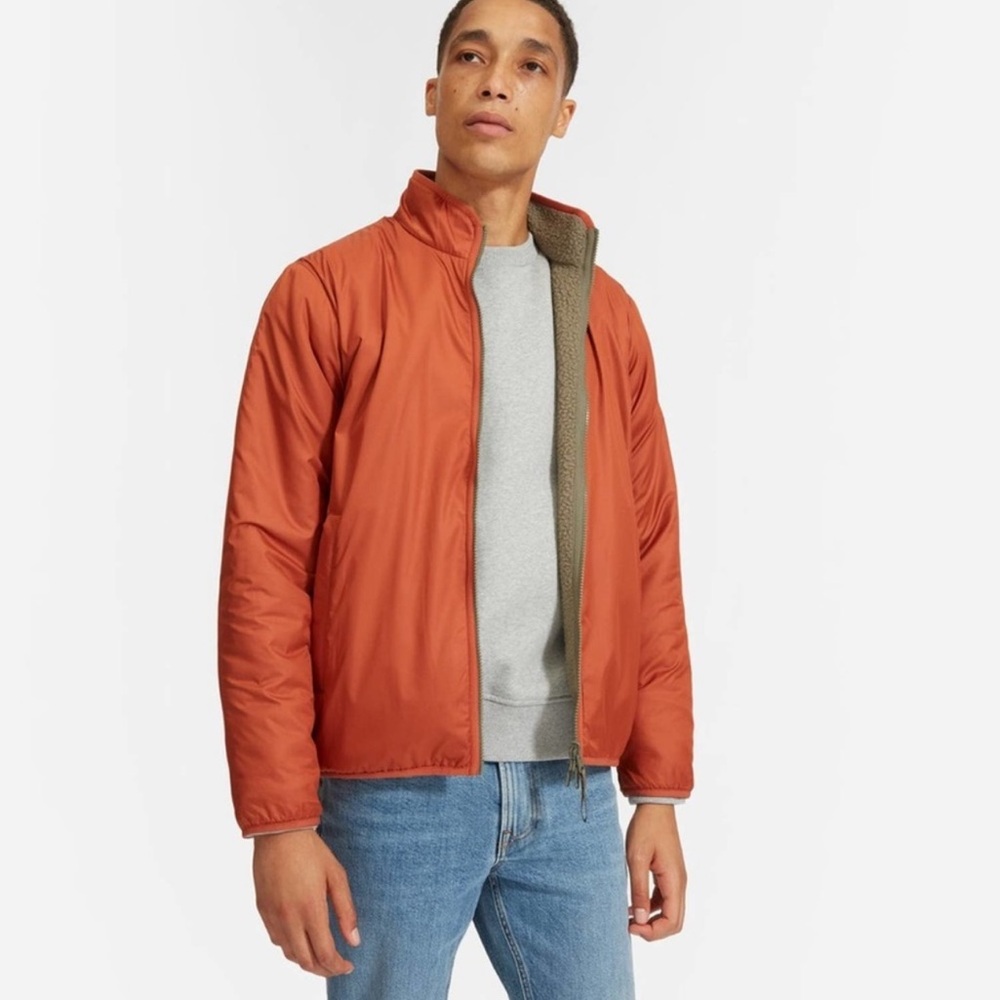 Everlane ReNew reversible fleece rust orange windbreakee jacket size medium.